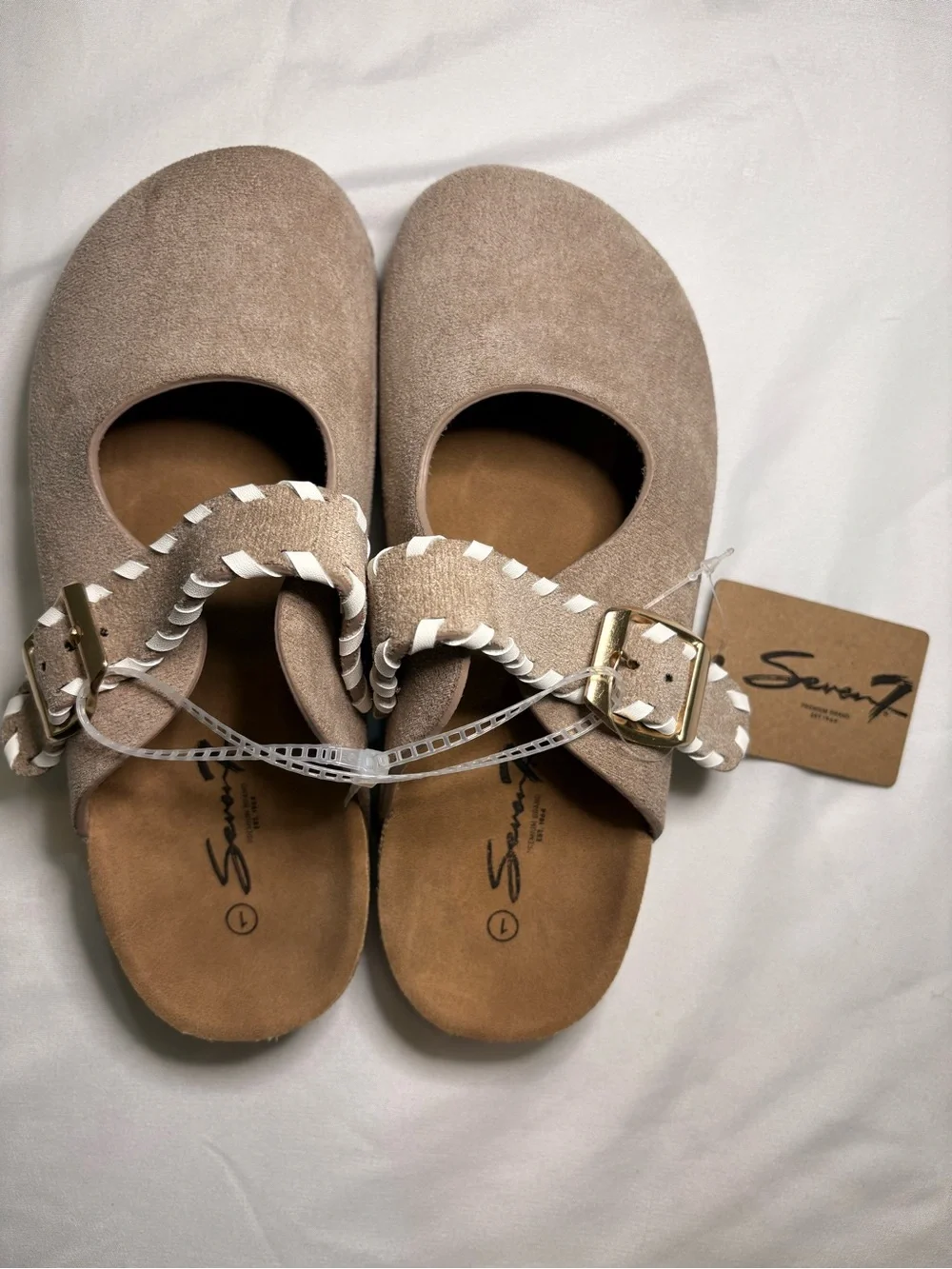 Seven Kids Taupe Suede Buckle Slip On Clogs Size 1 - New
